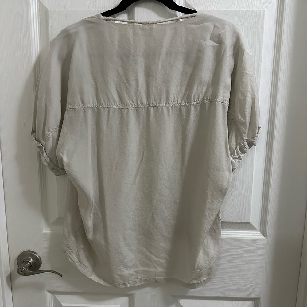 HUMANOID Women’s Short Sleeve Blouse Top Stone color size Medium ANTHROPOLOGIE - Picture 6 of 6